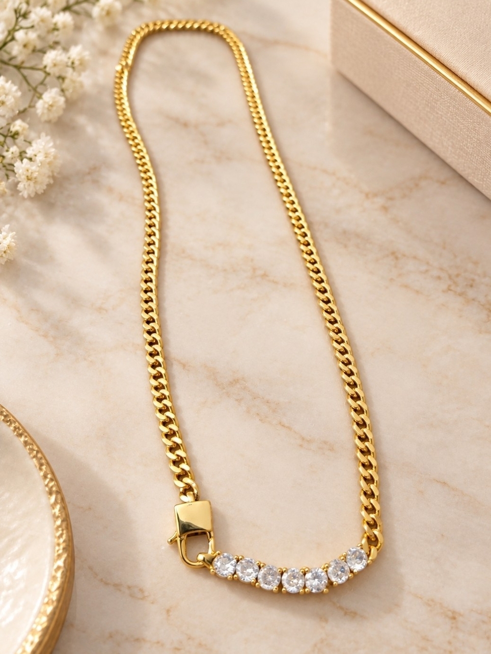 Crystal Accent Chain Necklace - 22"